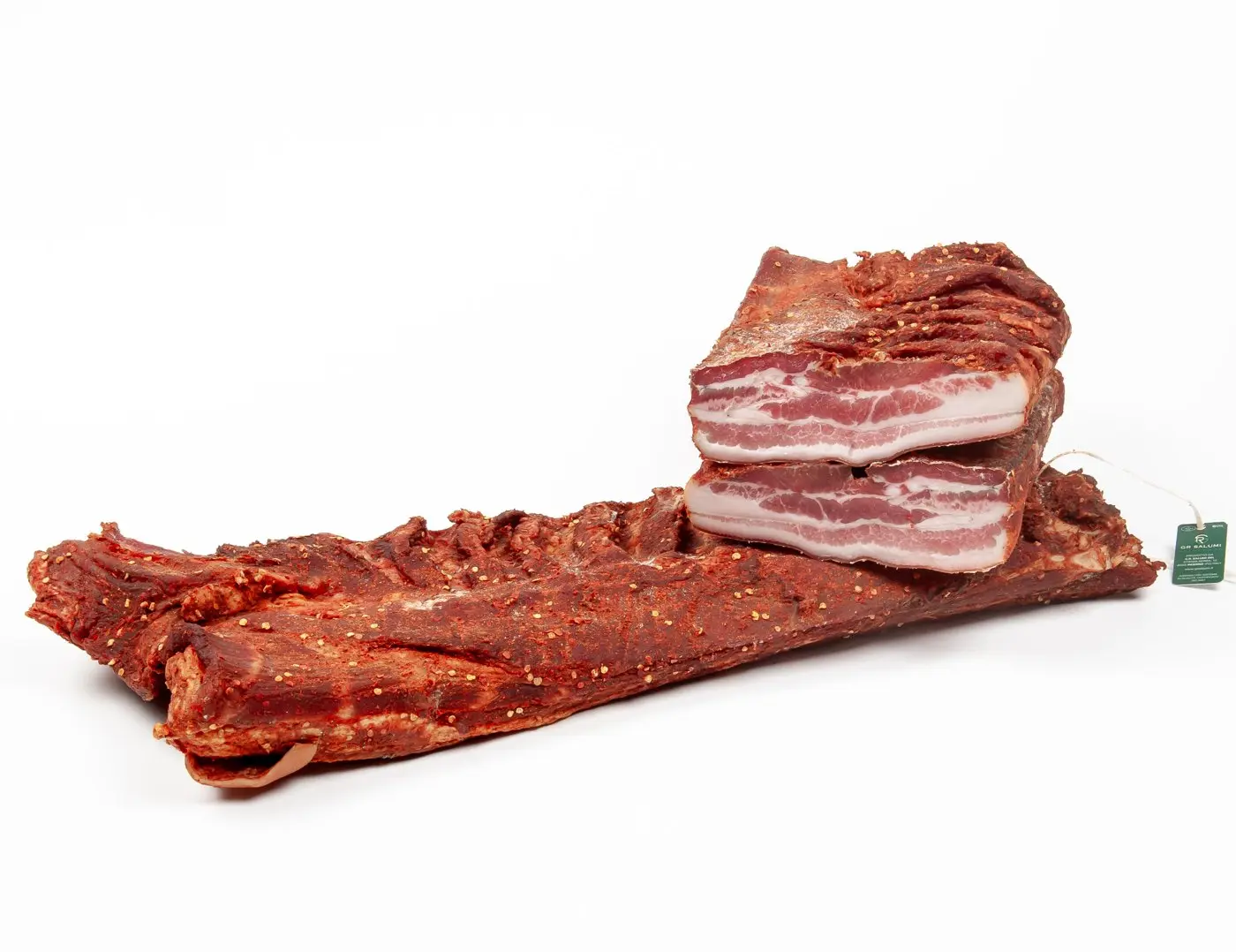 Pancetta tesa piccante steccata stagionata metà s.v.
